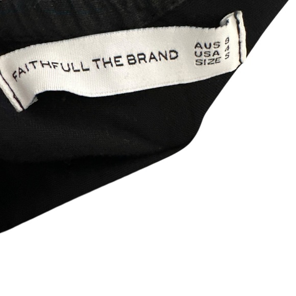 FAITHFULL THE BRAND Maurelle Linen Midi Dress Sz 4 Black Puff Sleeve Lined - Picture 10 of 10